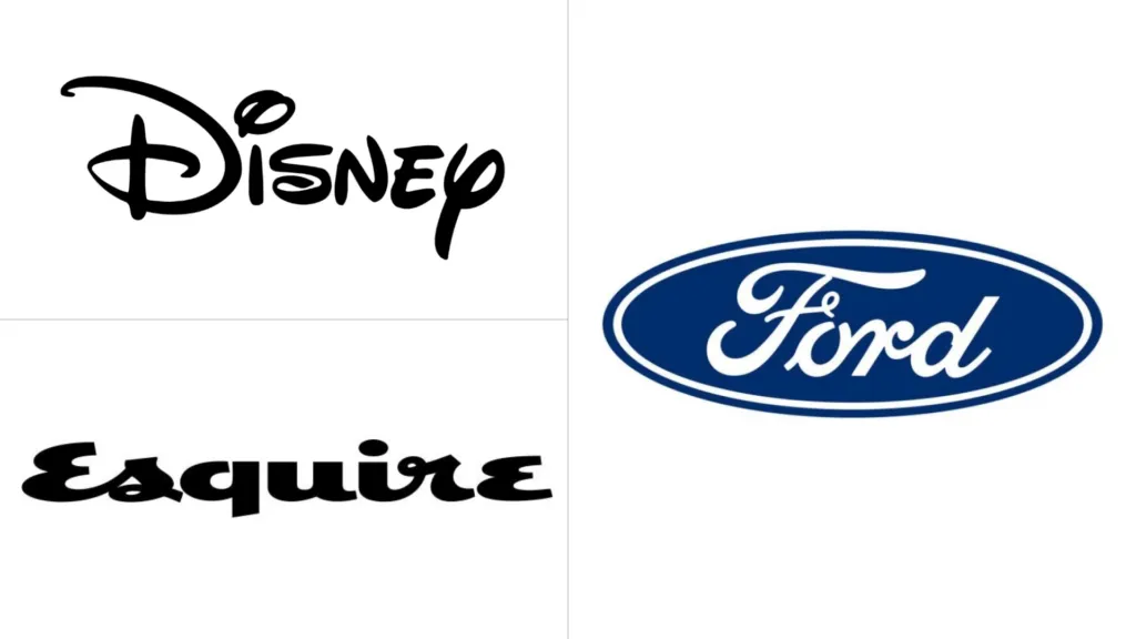 logos de Disney, Ford, Esquire
